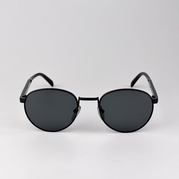 Prada PRB51S Polarized Sunglasses – Black Round Frame | Model 1AB5Z1 - Picture 1 of 12
